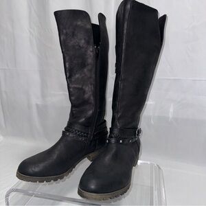 Lollipop Womens Brownblack Boots With Buckle And Straps Mid-calf Size 9.5